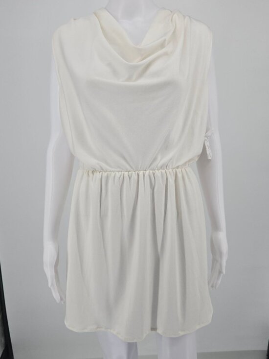Stork-Kit Dresses & Skirts - Vintage 1980s Made in USA Cowl Neck Sleeveless Blouson Mini Dress (Size 10/M)